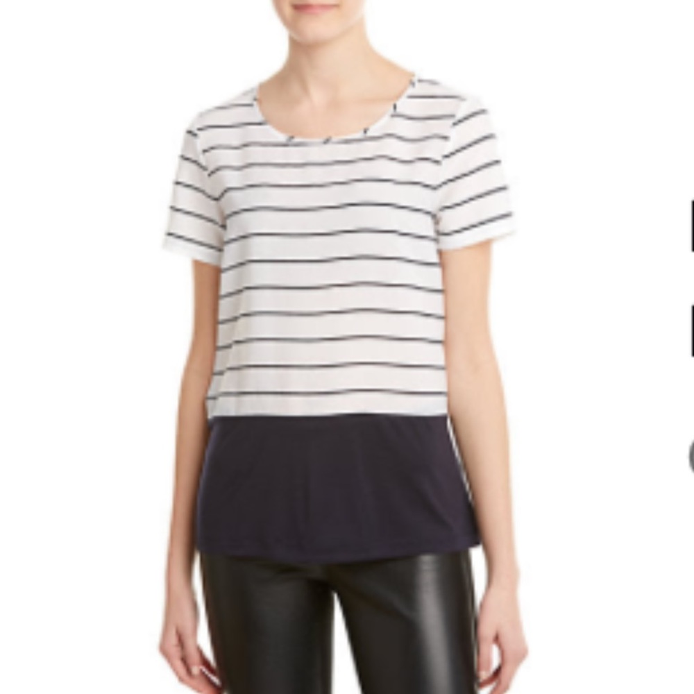 French Connection Striped Navy and White Women's Top